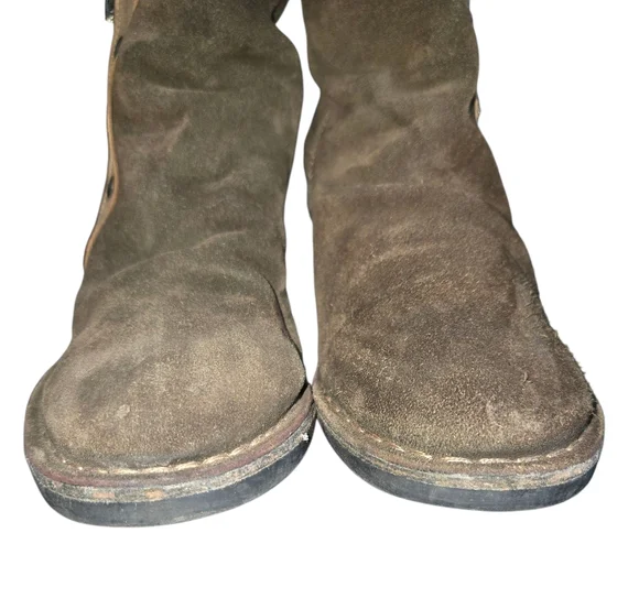 Fly London Duke Brown Suede Distressed Leather Slouch Ankle Boots Sz EU40/US8.5 - Picture 3 of 10